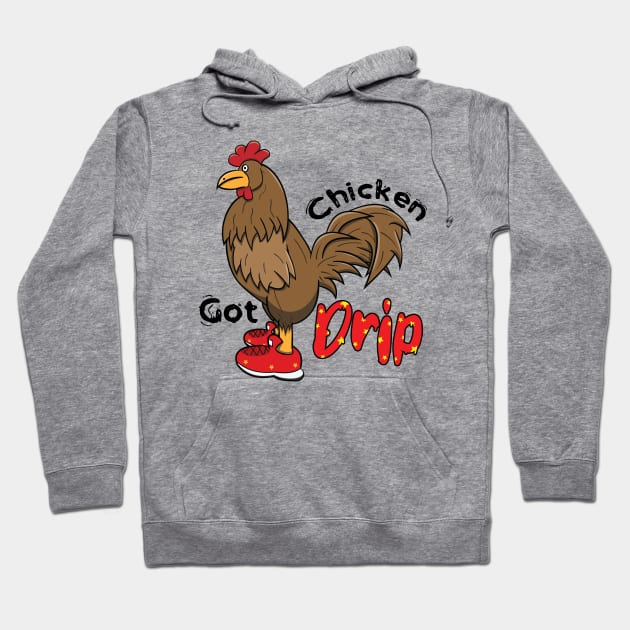 Chicken With Shoes Brown Red DRIP Hoodie by Dad n Son Designs